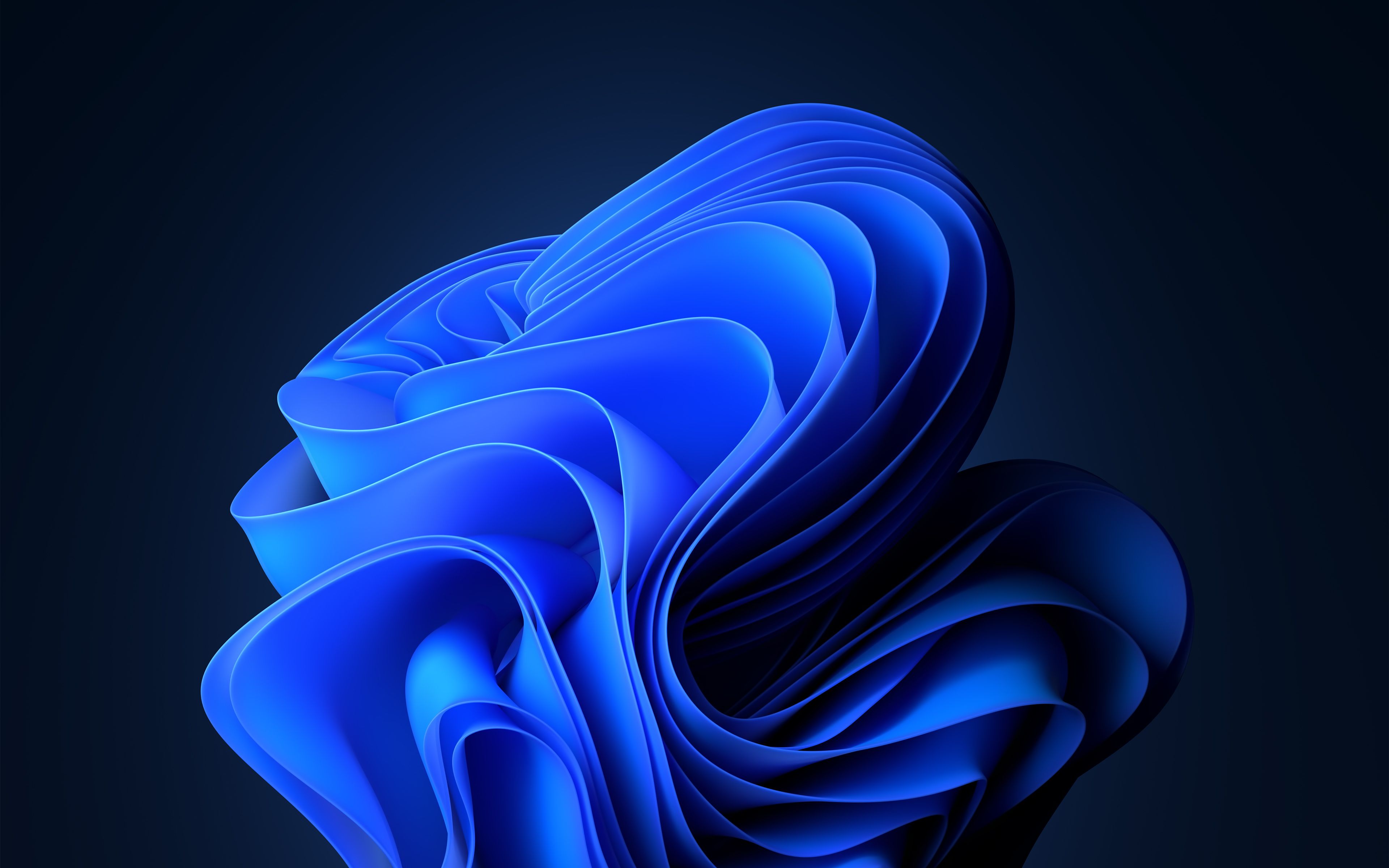 Th edefault Windows 11 Bloom wallpaper in dark mode