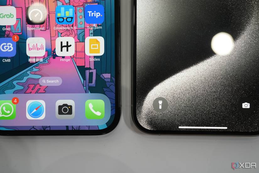 iPhone 14 Pro Max bezel (left) and iPhone 15 Pro Max bezel (right)