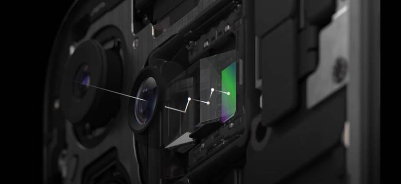 Apple iPhone 15 Pro Max telephoto lens with the tetraprism