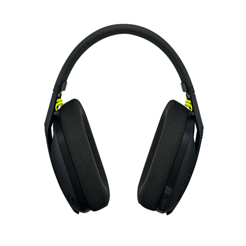 A render showing the Logitech Lightspeed G435 Wireless Gaming Headset from the the front on a transparent background.