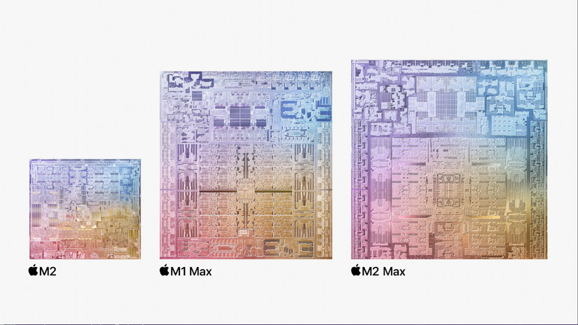 M2 vs M1 Max vs M2 Max size comparison.