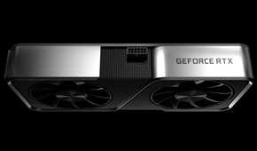 Nvidia gallery image of the RTX 3070 Founder's Edition with black background.