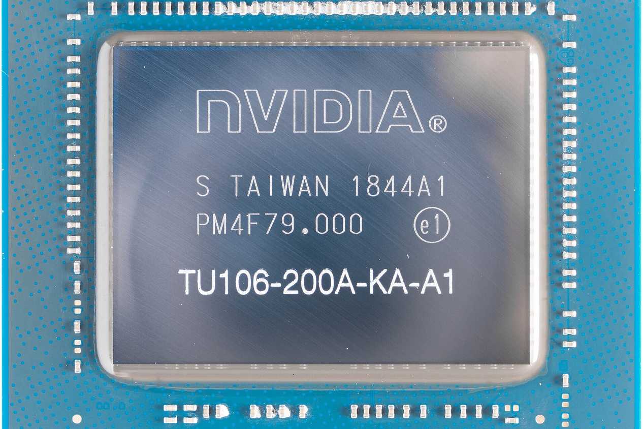 Close up of Nvidia TU106 GPU die used in RTX 2060