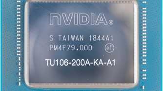 Close up of Nvidia TU106 GPU die used in RTX 2060