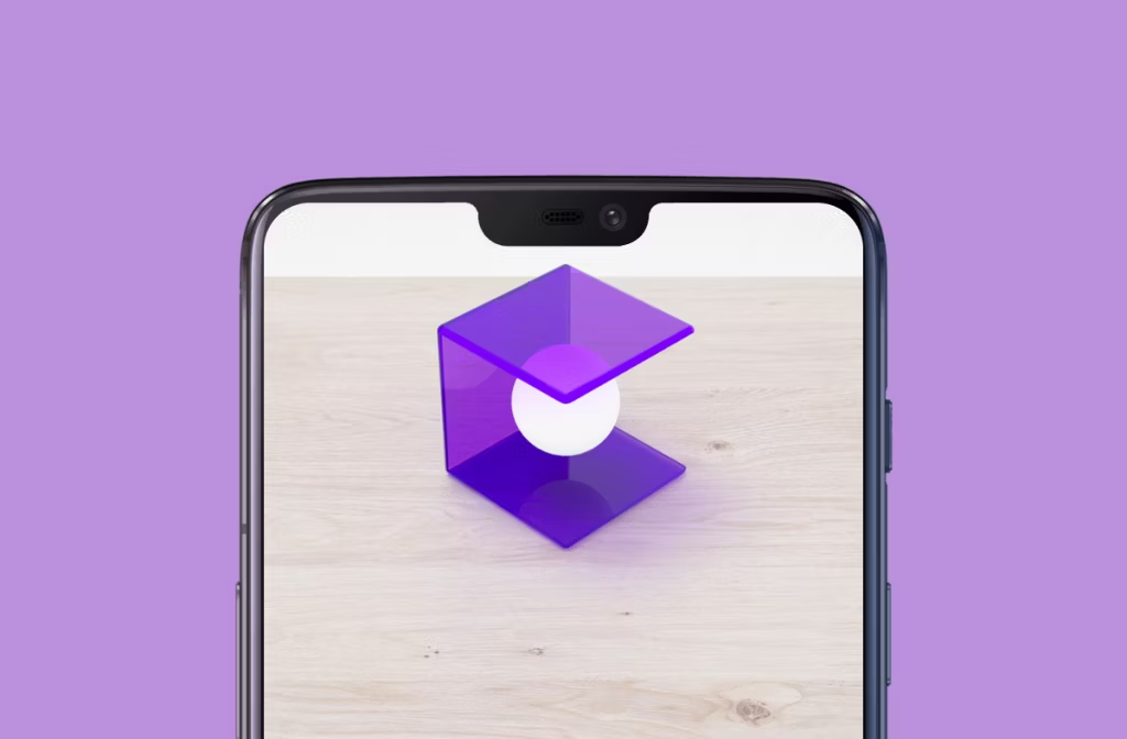ARCore logo overlaid on a OnePlus 6