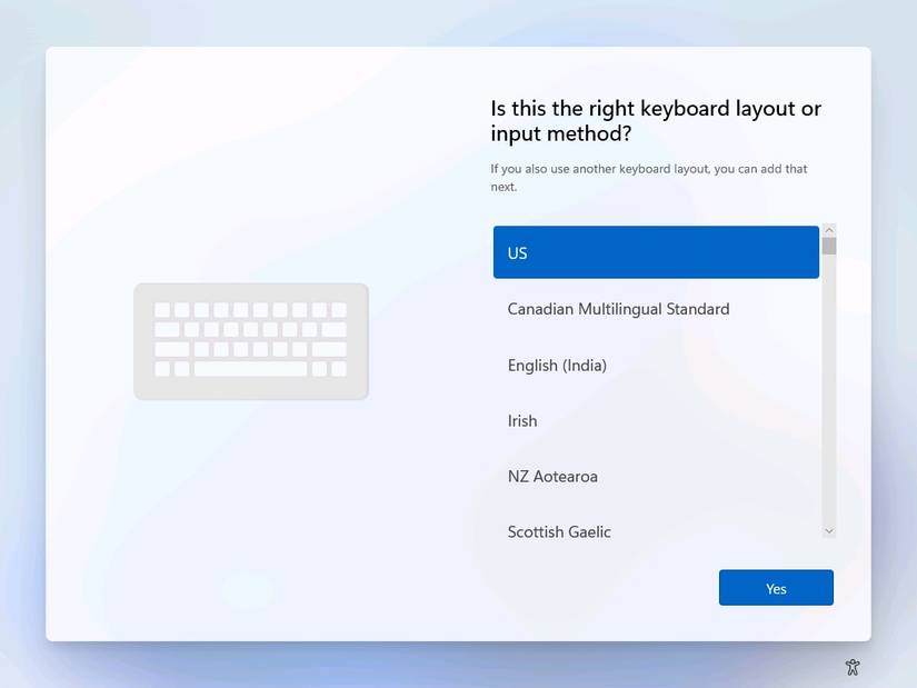 OOBE keyboard