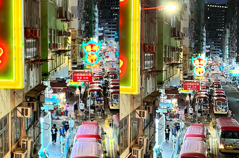 100% crops, 15 Pro Max (left), 14 Pro Max (right)