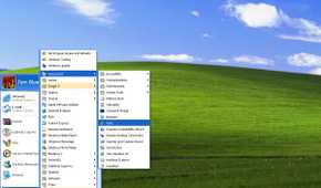 Screenshot of Windows XP Desktop and Start menu