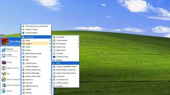Screenshot of Windows XP Desktop and Start menu