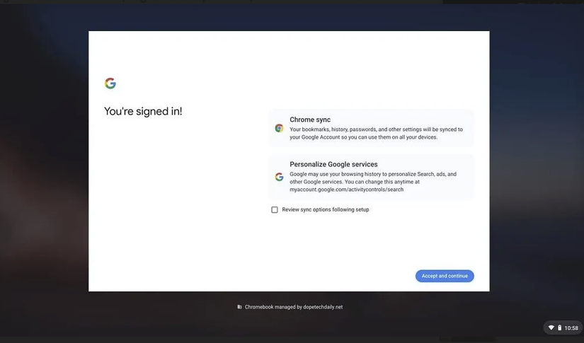 A ChromeOS Enterprise UPgrade Screen