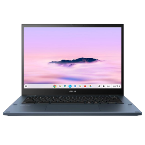 A transparent render of the Asus Chromebook CM34 Flip laptop