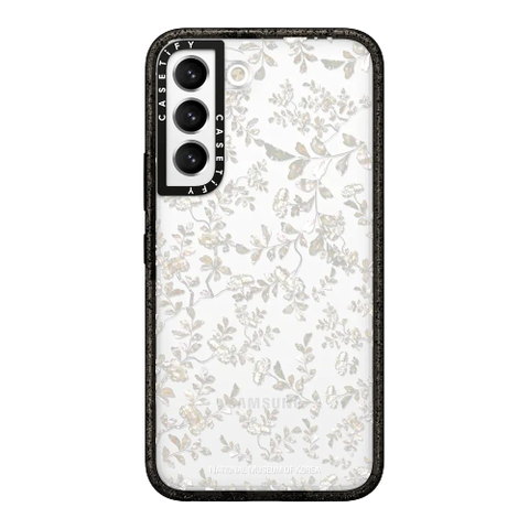 A render showing the CASETiFY impact case for Galaxy S22 with floral pattern at the back.
