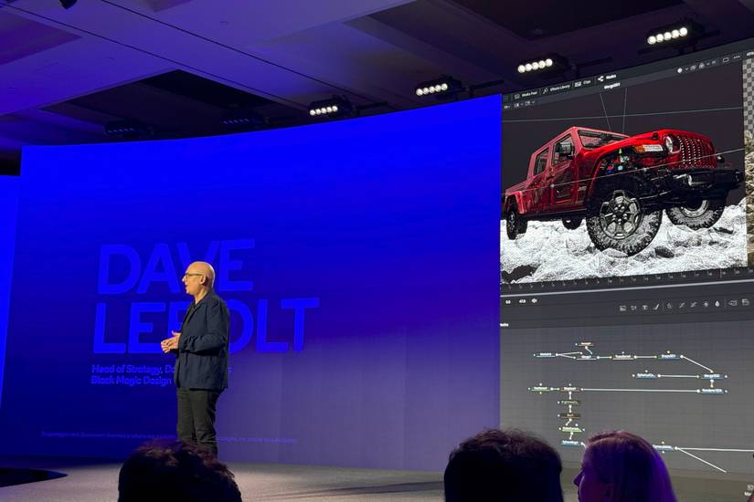 Dave Lebolt on stage introducving DaVinci Resolve for Arm
