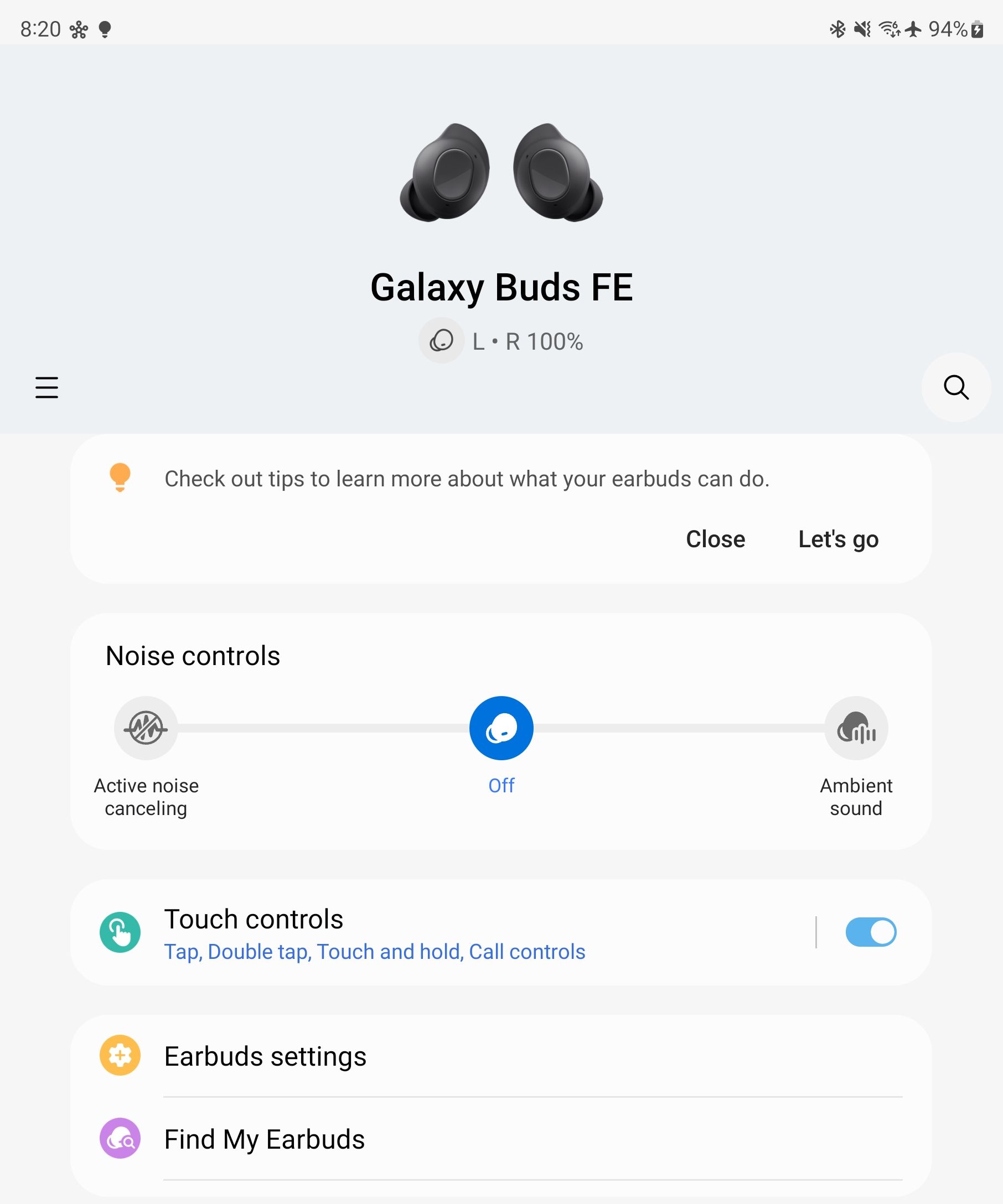 Samsung companion app for the Buds FE