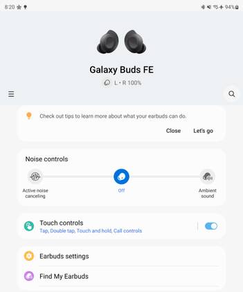 Samsung companion app for the Buds FE