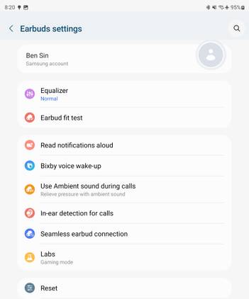 Samsung companion app for the Buds FE