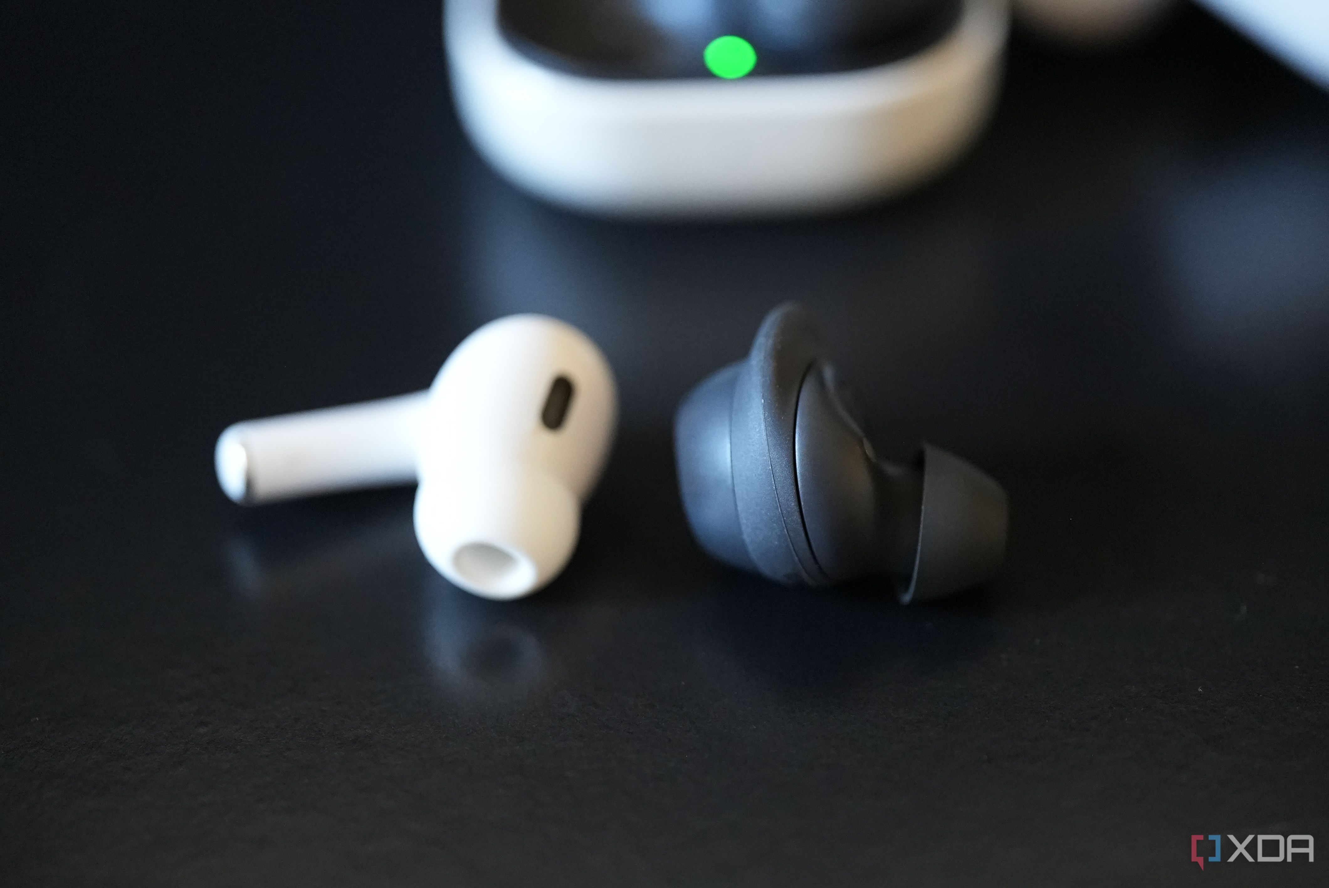 Galaxy Buds FE (right) and the Apple AirPods Pro 2 (left)