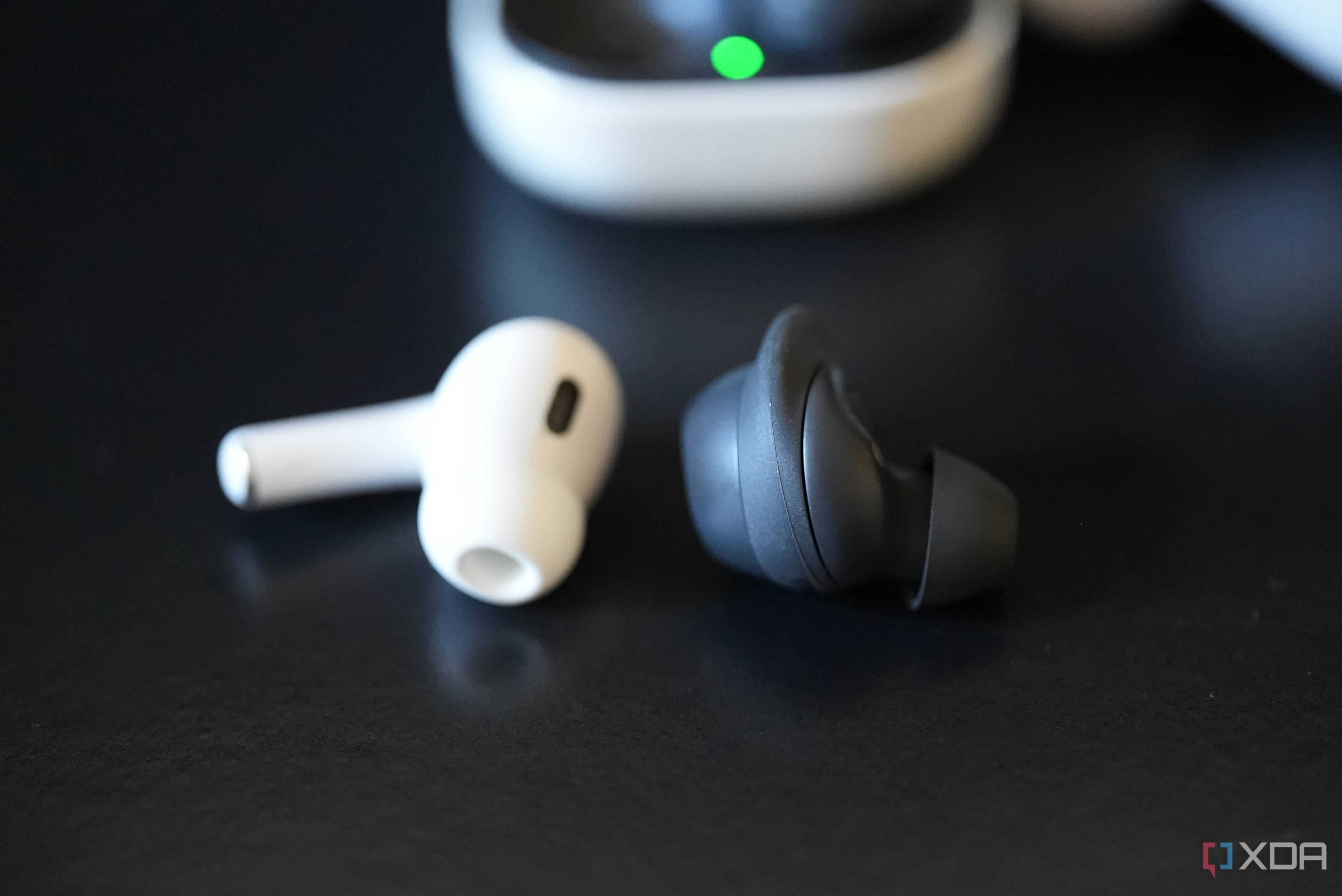 Galaxy Buds FE (right) and the Apple AirPods Pro 2 (left)
