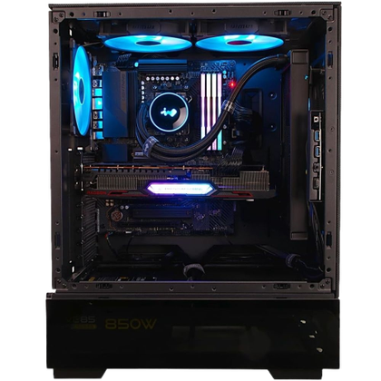 A render of the InWin ModFree Base in black color with PC parts installed in it.