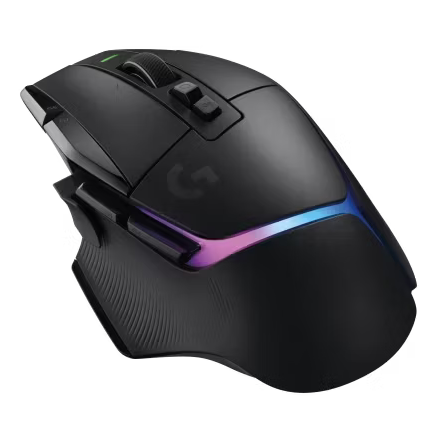 Offset Top view of the G502X Plus with RGB