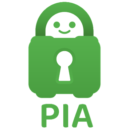 Private Internet Access logo which features a green robot with a smiling face and a padlock on its belly