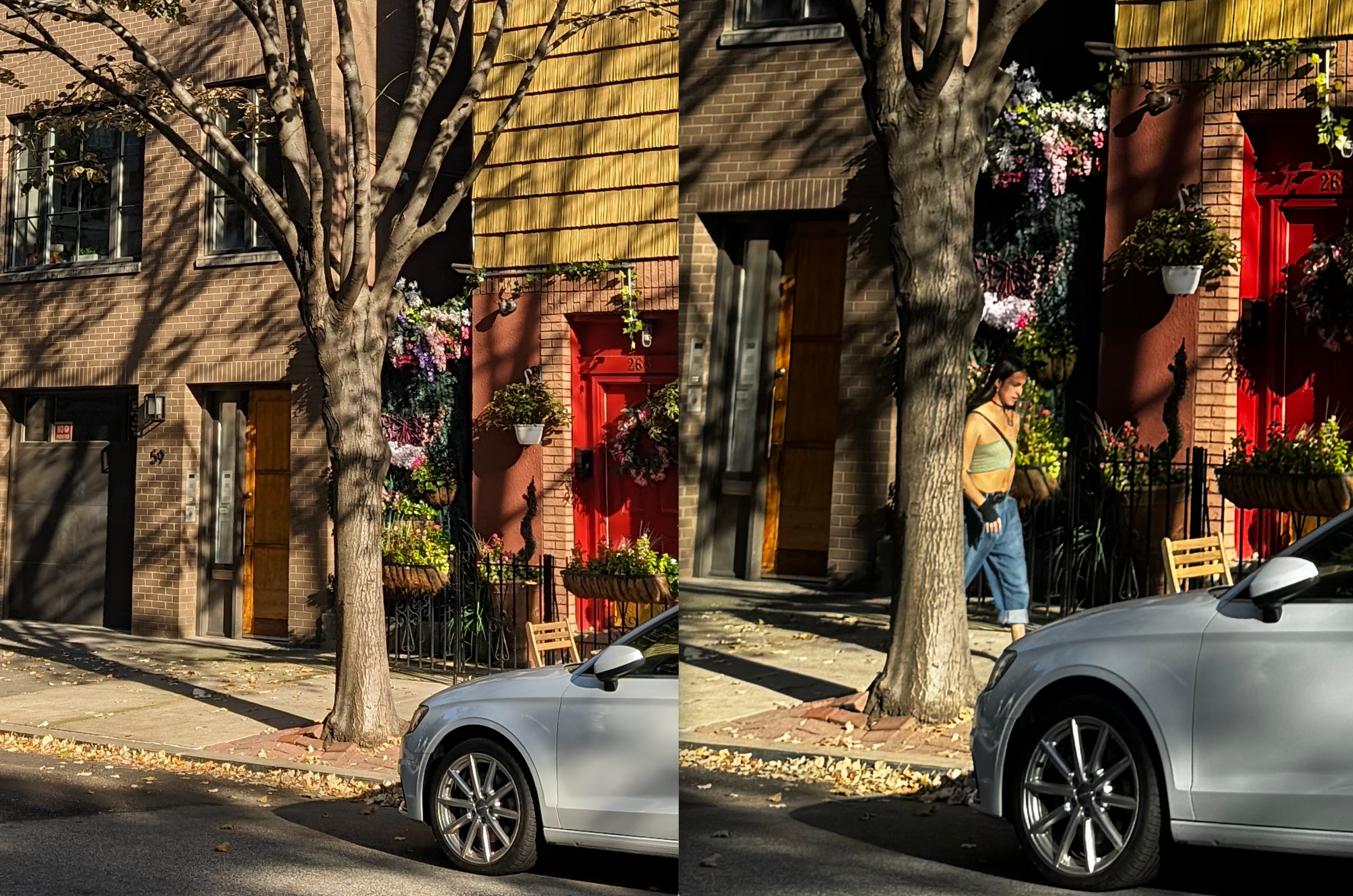 Main camera, cropped, Pixel 8 Pro (left), iPhone 15 Pro Max (right)