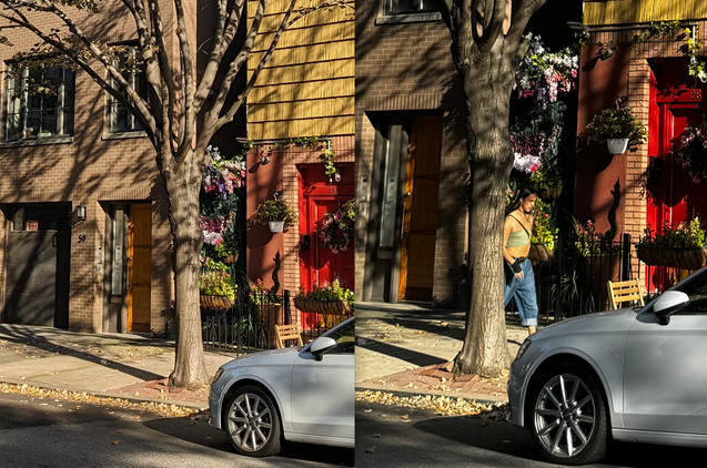 Main camera, cropped, Pixel 8 Pro (left), iPhone 15 Pro Max (right)