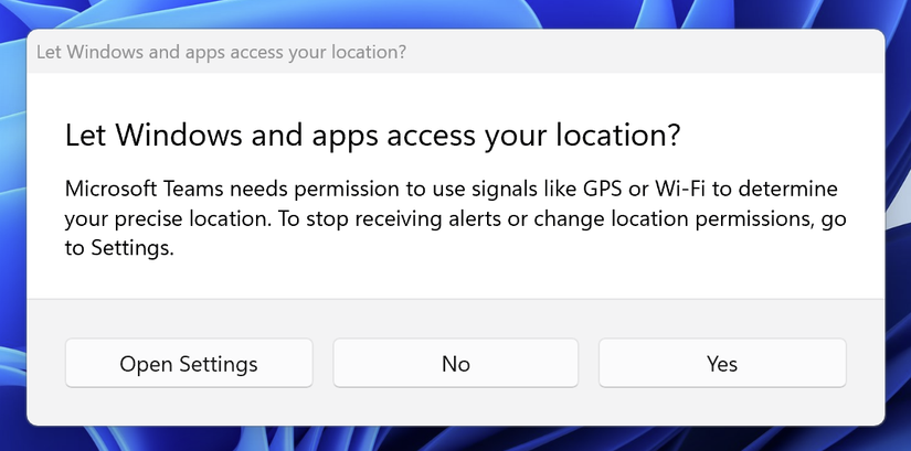 Windows apps prvacy prompt