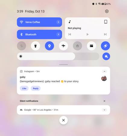 OxygenOS notification shade