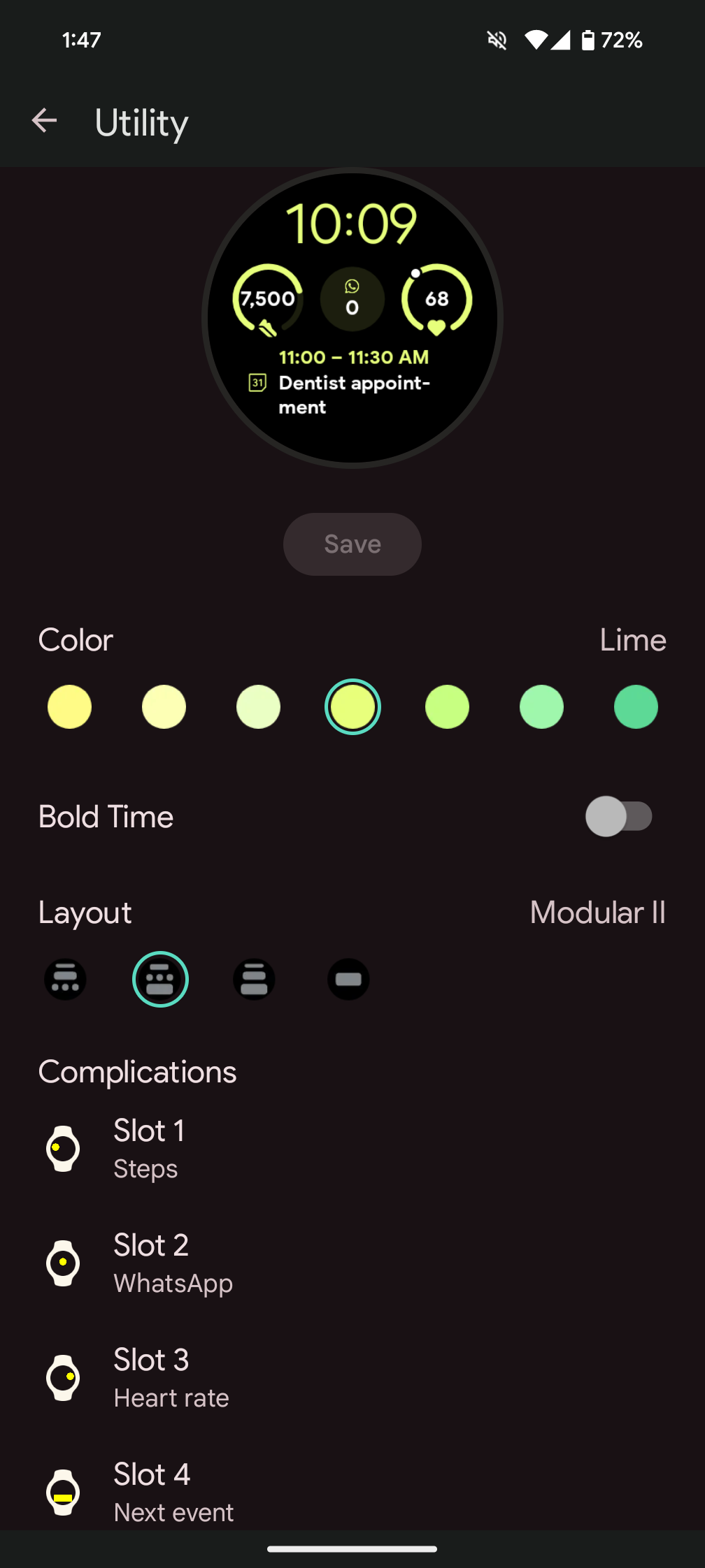 A screenshot of the Pixel's fitness app