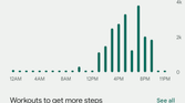 A screenshot of steps tracked in the Fitbit app.