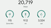 The overview of the Pixel Watch 2's activity in the Fitbit app