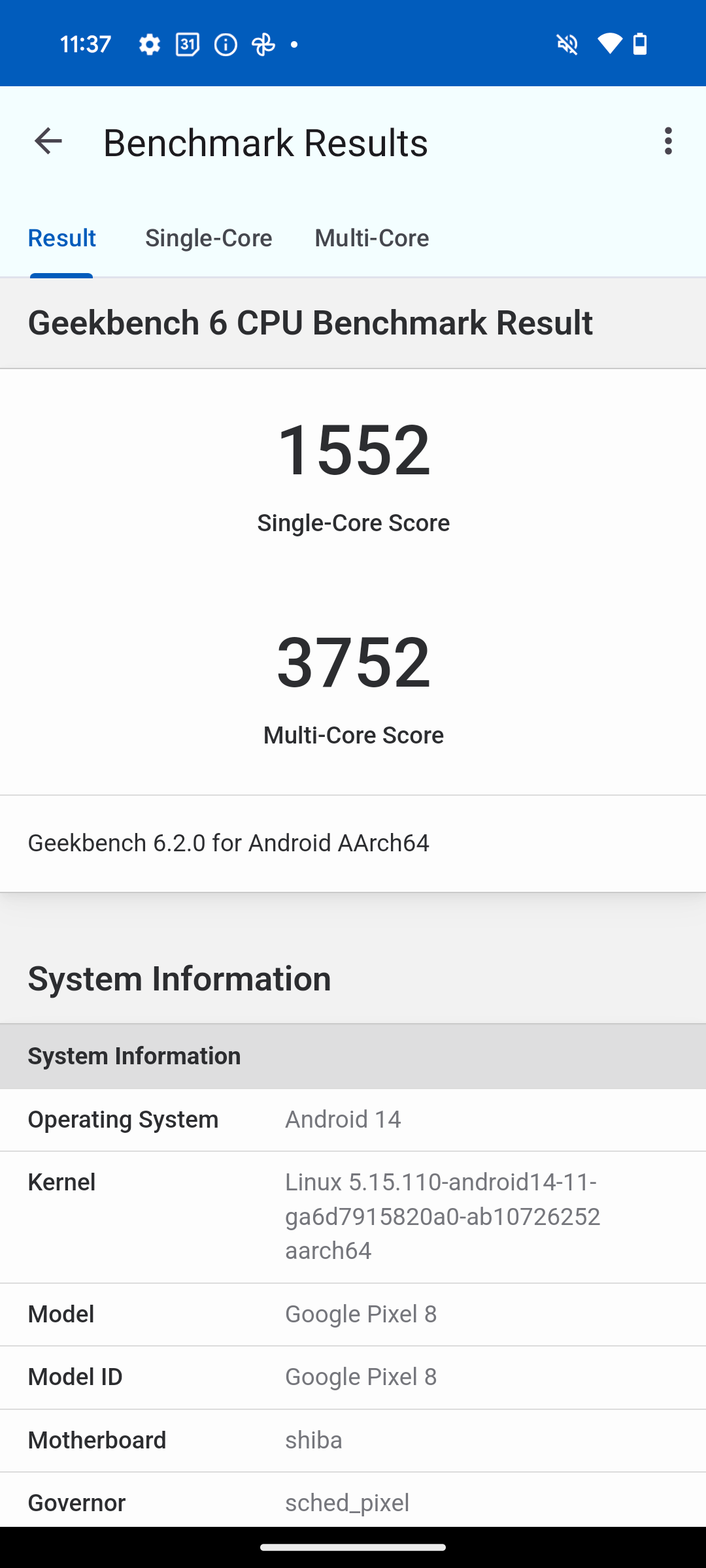 Tensor G3 GeekBench 6