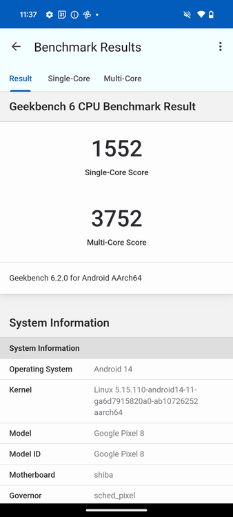 Tensor G3 GeekBench 6