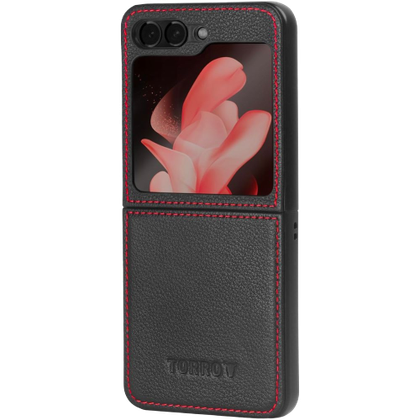 A render showing the TORRO leather case for Galaxy Z Flip 5.