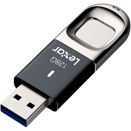 Lexar JumpDrive Fingerprint F35 flash drive on transparent background