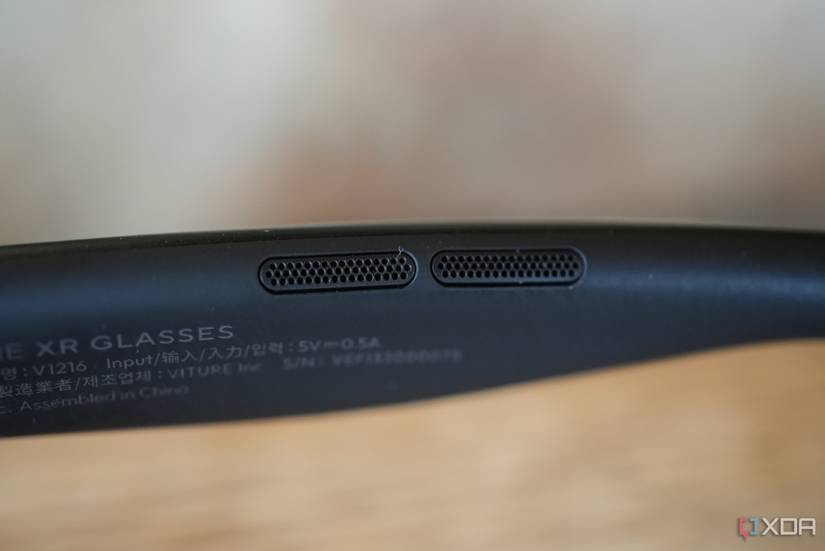Viture's speaker grills on top of each arm. 