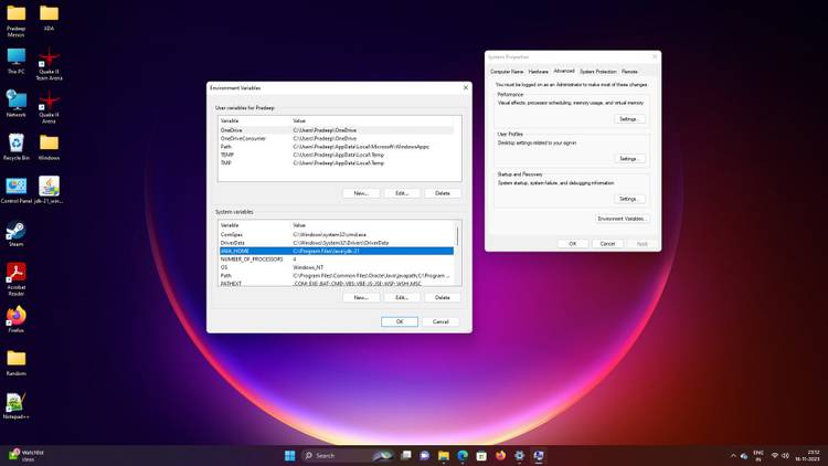 How to set the Java path in Windows 11