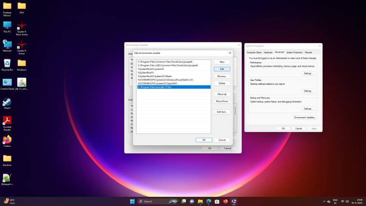 How to set the Java path in Windows 11