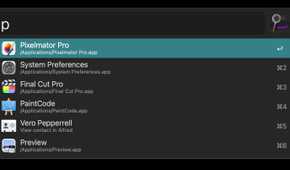 Alfred app showing a history of links and open files.