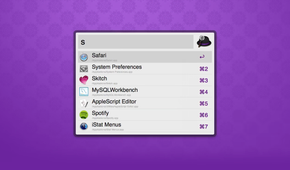 Alfred app for Mac showing a search bar with options that come up.