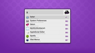 Alfred app for Mac showing a search bar with options that come up.