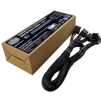 A render showing the Cooler Master 12VHPWR adapter in black color.