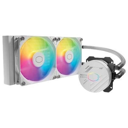 A render showing Cooler Master MasterLiquid ML240 Core in white color.