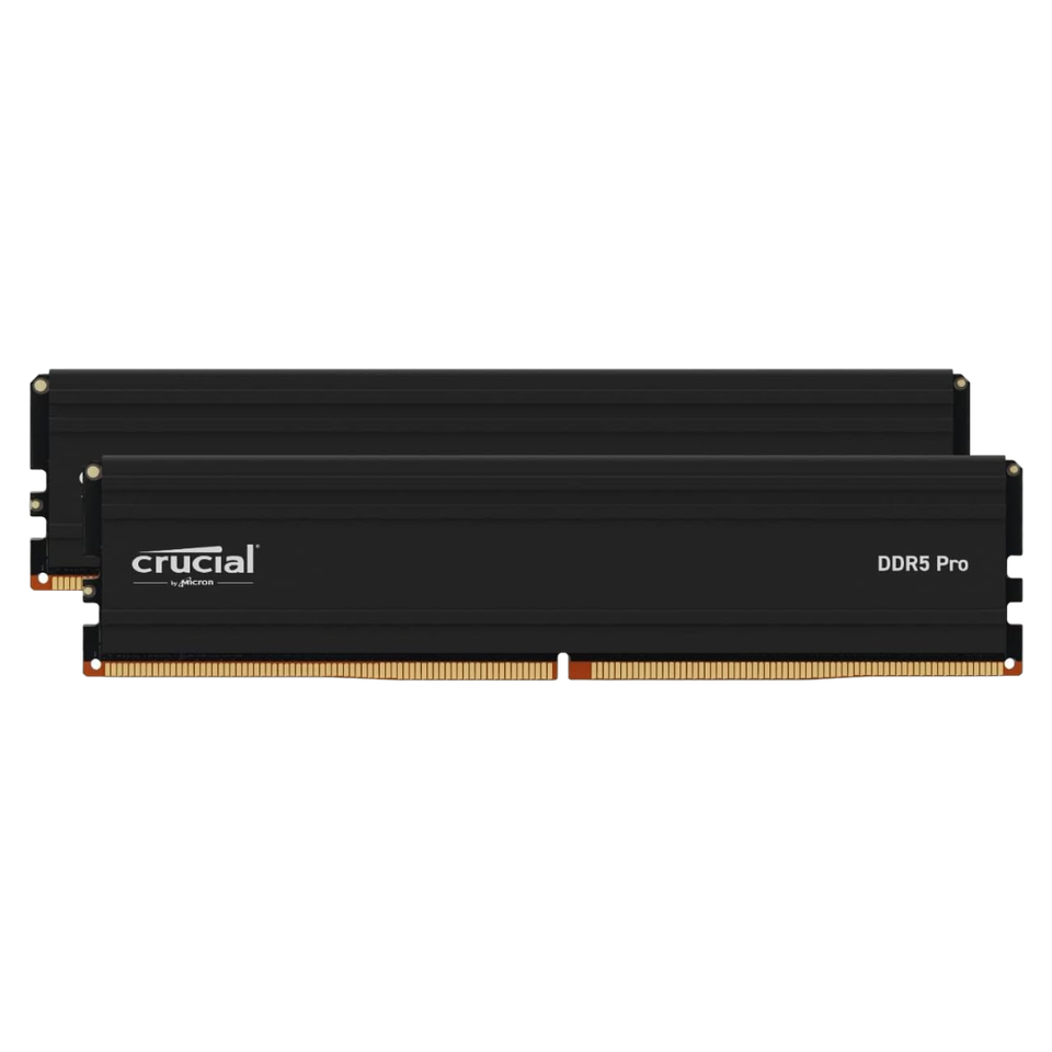 A render of the Crucial Pro DDR5 RAM Kit on a transparent background.