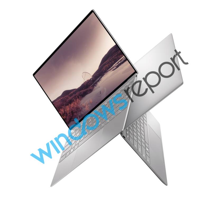 Two Dell XPS 16 laptops seen from different perspectives