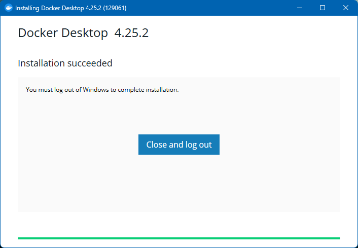 Docker Desktop finish installation