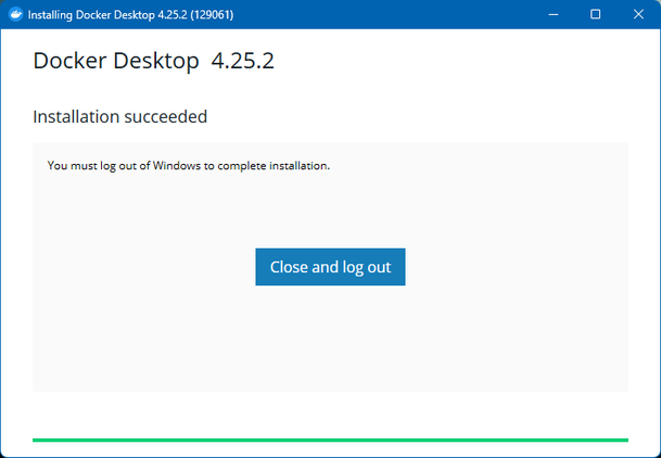Docker Desktop finish installation