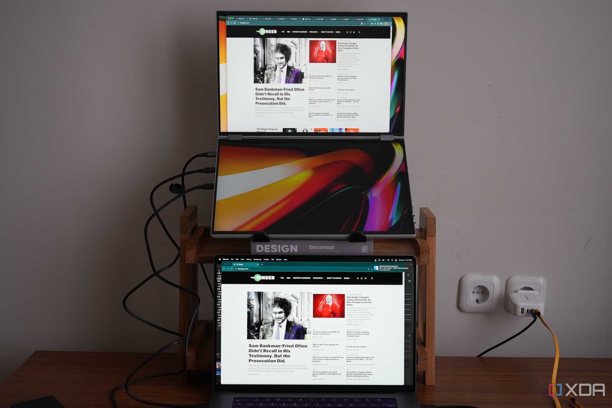 DuoOne above a laptop