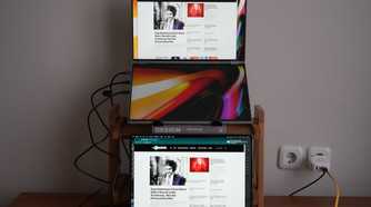 DuoOne above a laptop